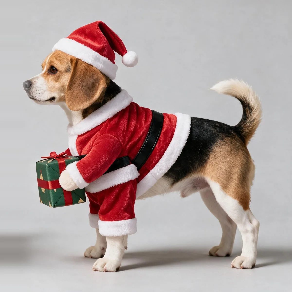 Beagle in the costume, side view