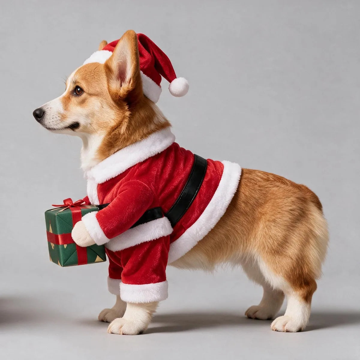 Corgi in the costume, side view
